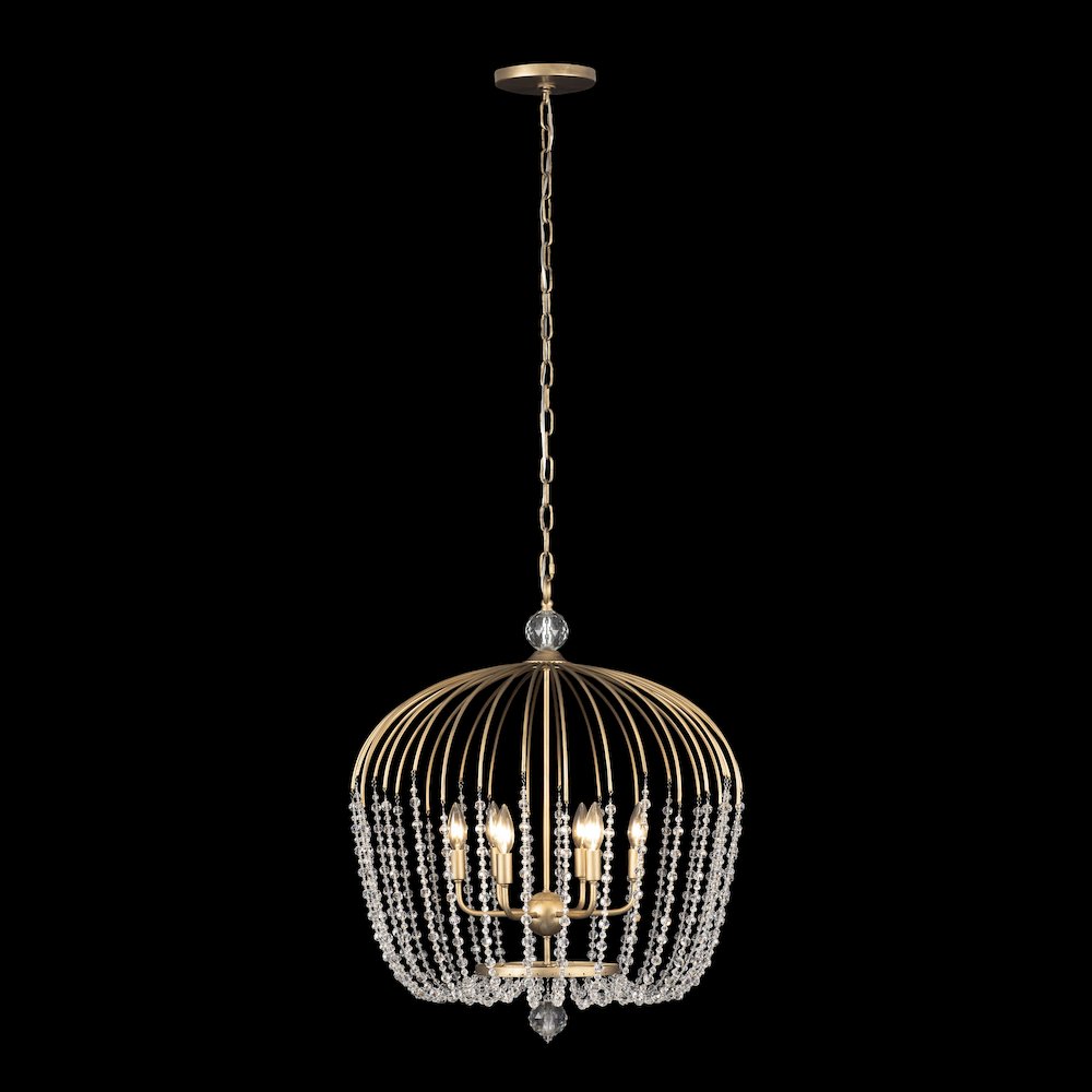 Voliere 6-Lt Crystal Tall Pendant - Havana Gold. Picture 3