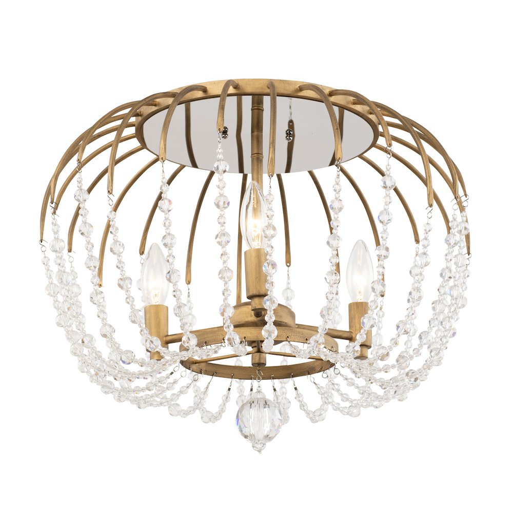 Voliere 3-Lt Semi-Flush - Havana Gold. Picture 1