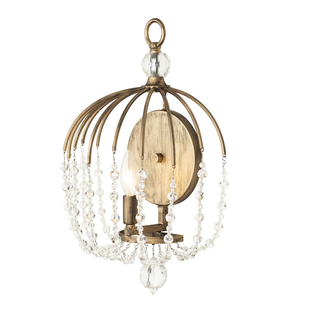 Voliere 1-Lt Crystal Wall Sconce - Havana Gold. Picture 3