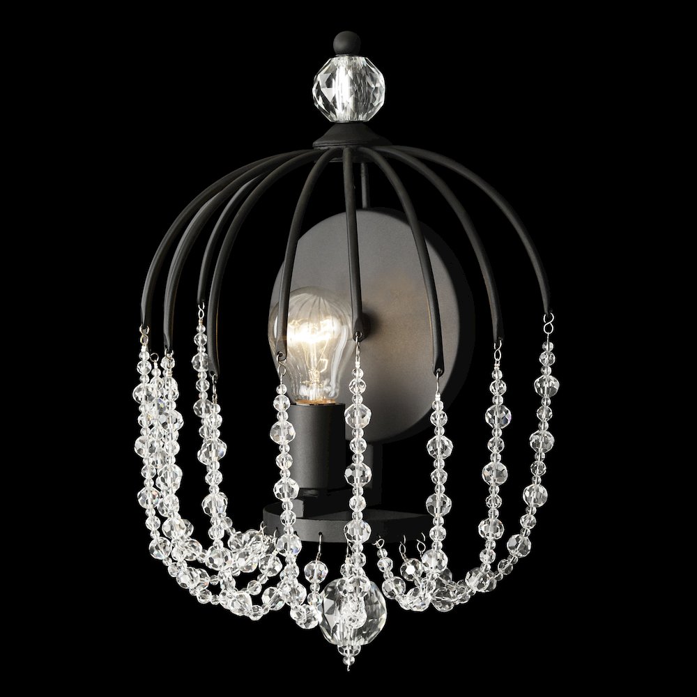 Voliere 1-Lt Crystal Wall Sconce - Matte Black. Picture 4
