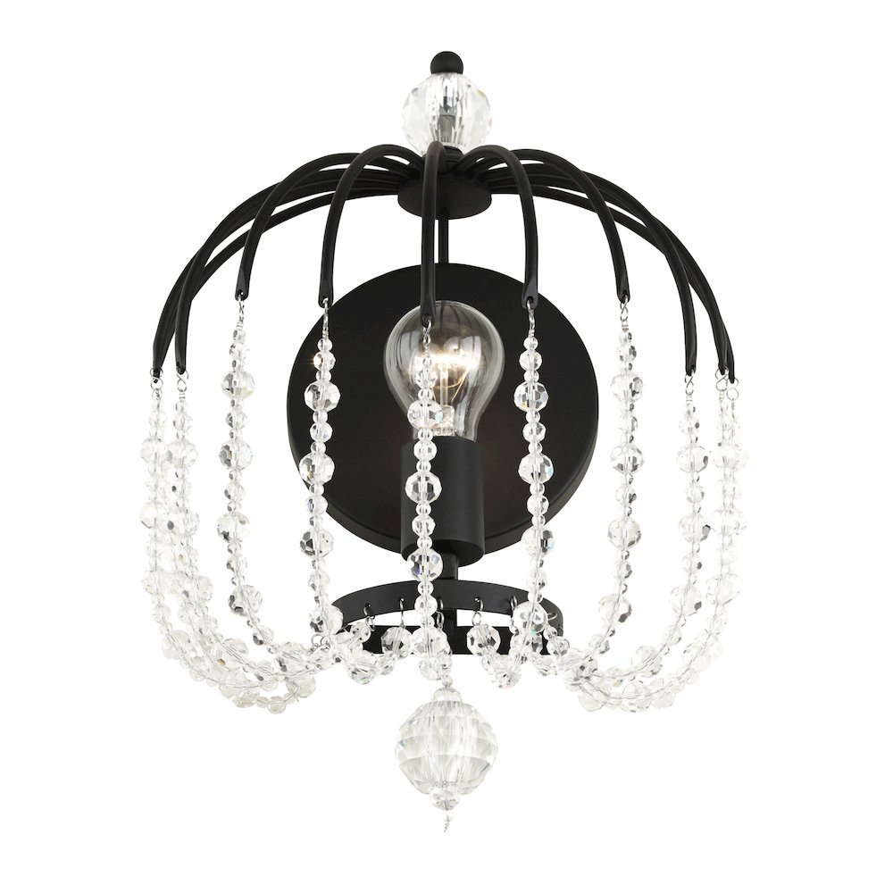 Voliere 1-Lt Crystal Wall Sconce - Matte Black. Picture 2