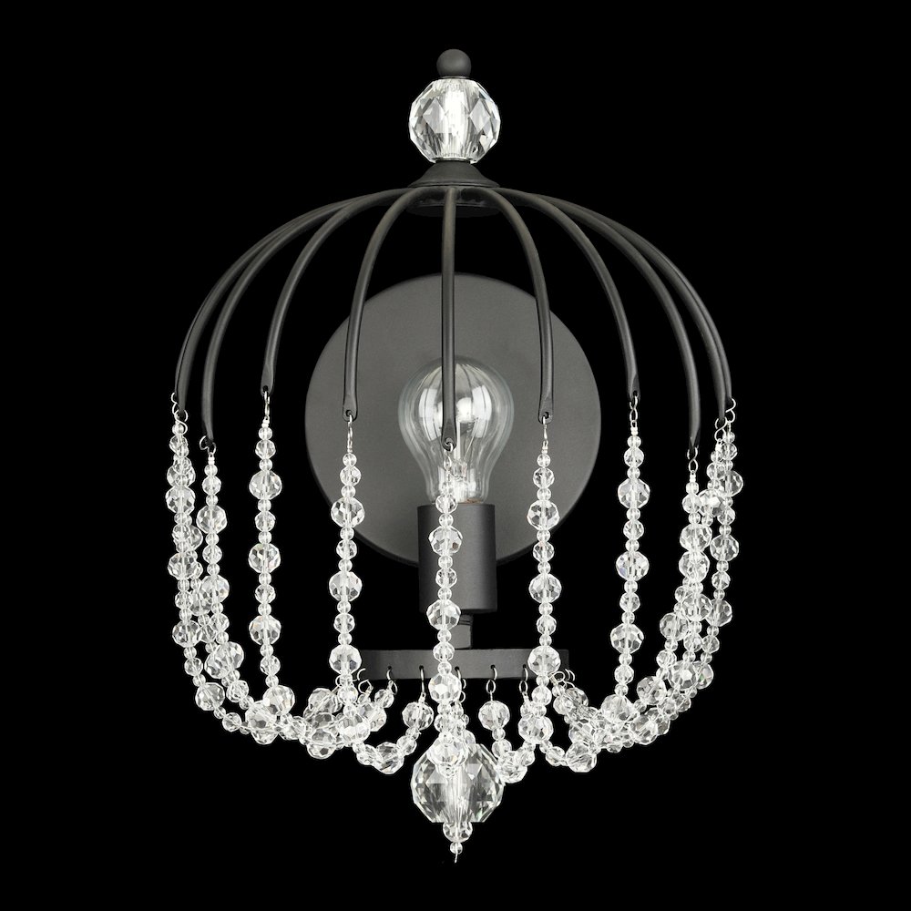 Voliere 1-Lt Crystal Wall Sconce - Matte Black. Picture 5