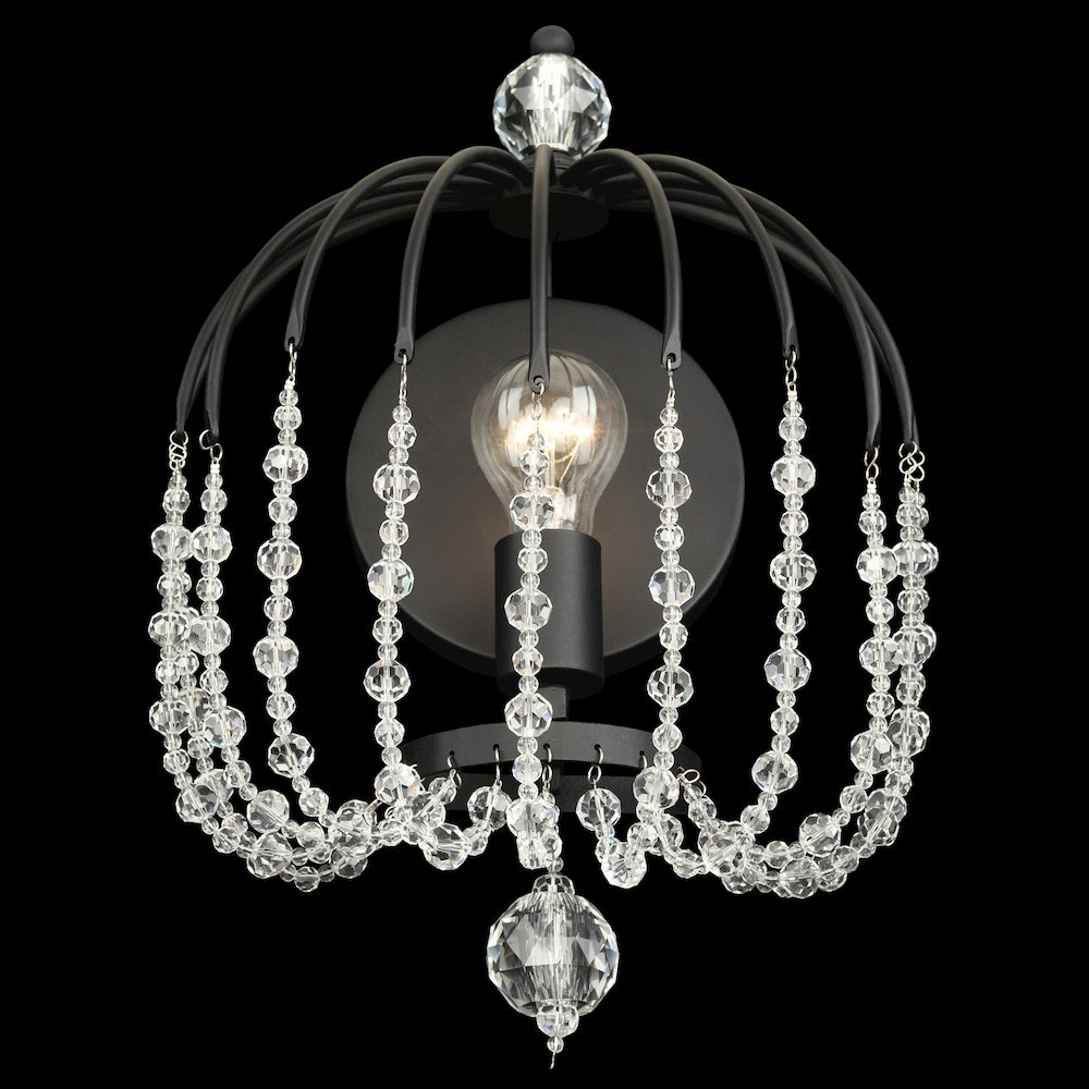 Voliere 1-Lt Crystal Wall Sconce - Matte Black. Picture 6