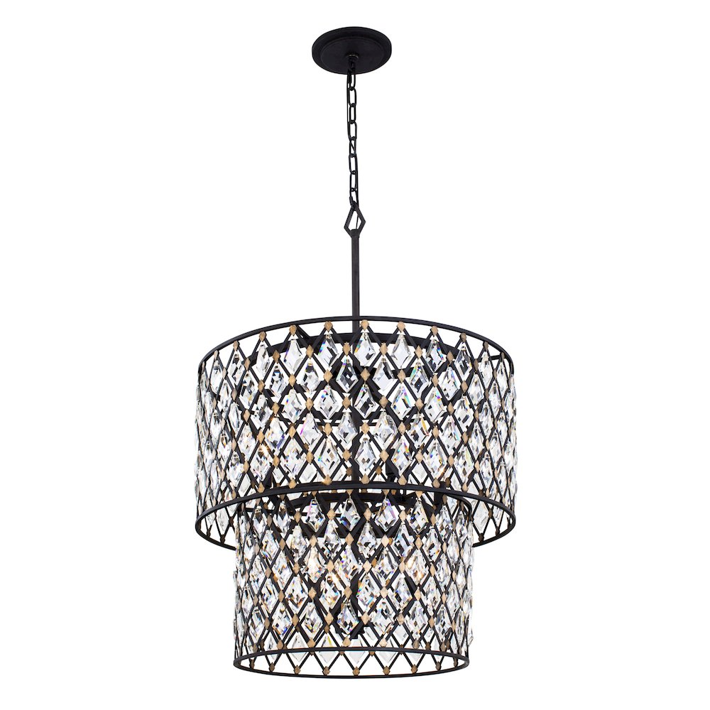 Windsor 7-Lt 2-Tier Crystal Chandelier - Carbon/Havana Gold. Picture 1