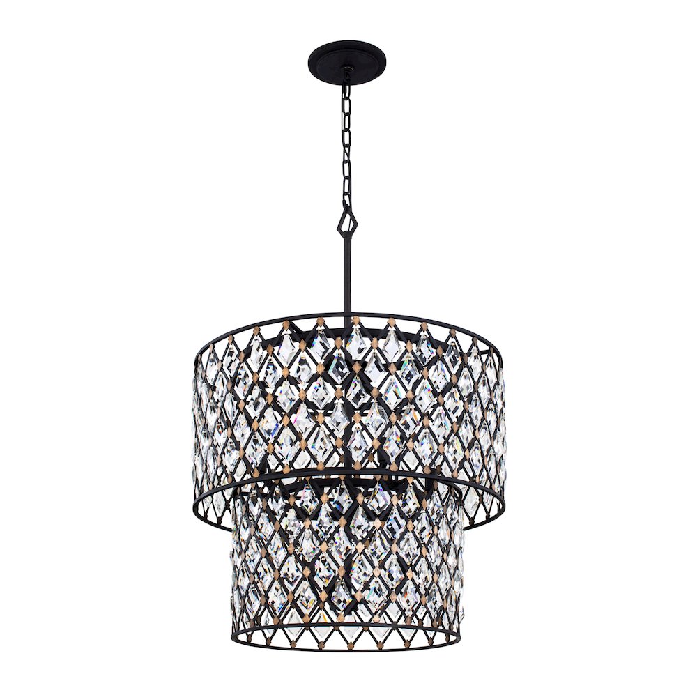 Windsor 7-Lt 2-Tier Crystal Chandelier - Carbon/Havana Gold. Picture 3