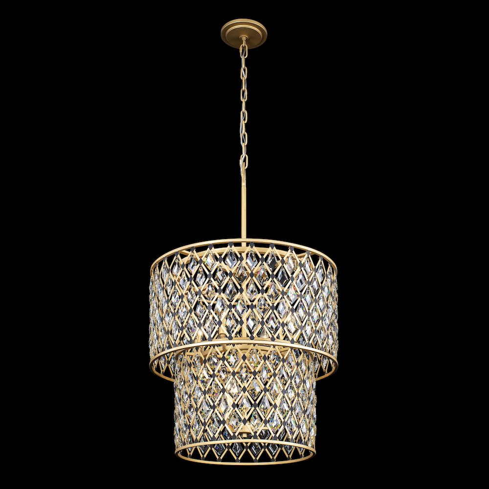 Windsor 7-Lt 2-Tier Crystal Chandelier - French Gold/Matte Black. Picture 2