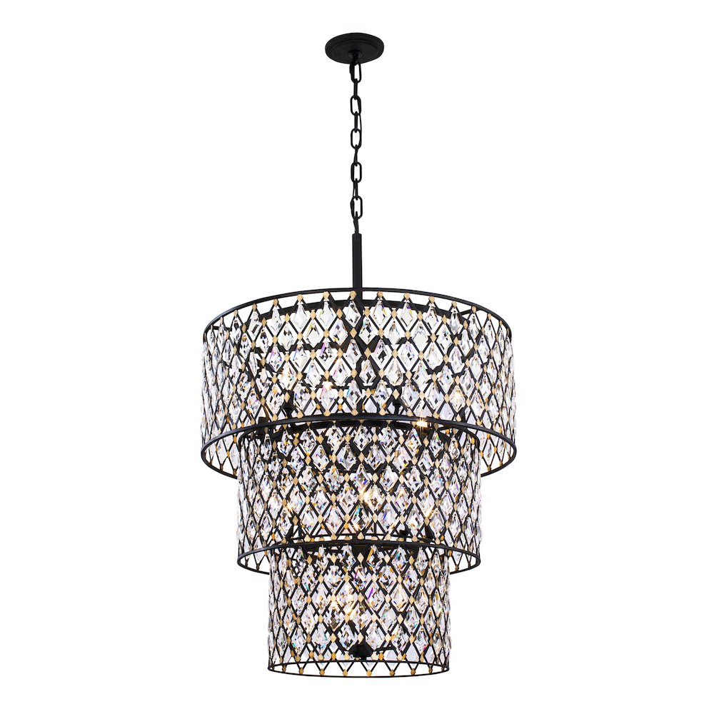 Windsor 13-Lt 3-Tier Crystal Chandelier - Carbon/Havana Gold. Picture 1