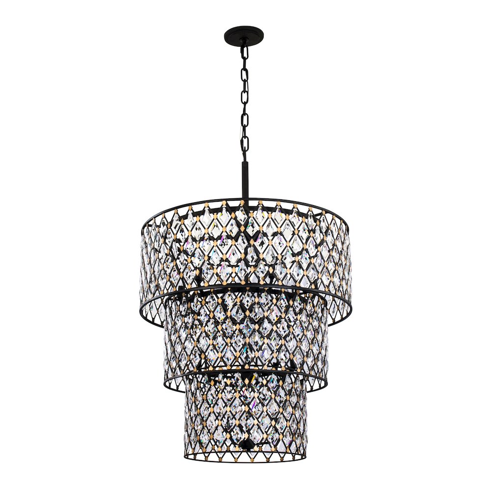 Windsor 13-Lt 3-Tier Crystal Chandelier - Carbon/Havana Gold. Picture 3