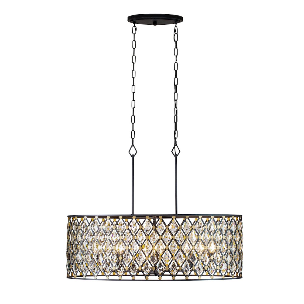 Windsor 8-Lt Crystal Oval Linear Pendant - Carbon/Havana Gold. Picture 2