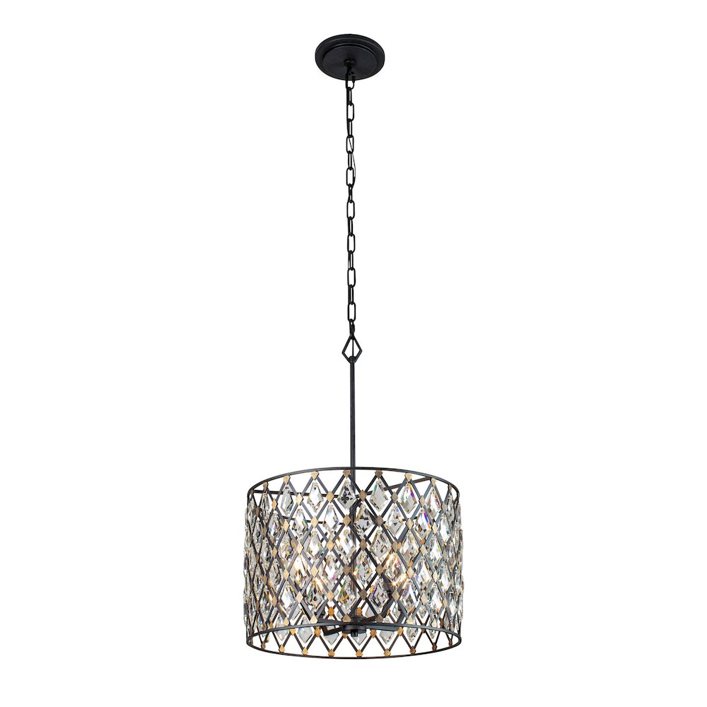 Windsor 4-Lt Crystal Pendant - Carbon/Havana Gold. Picture 1