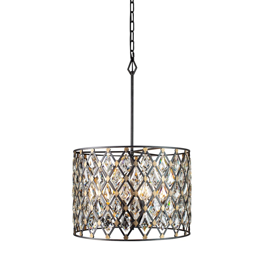 Windsor 4-Lt Crystal Pendant - Carbon/Havana Gold. Picture 2