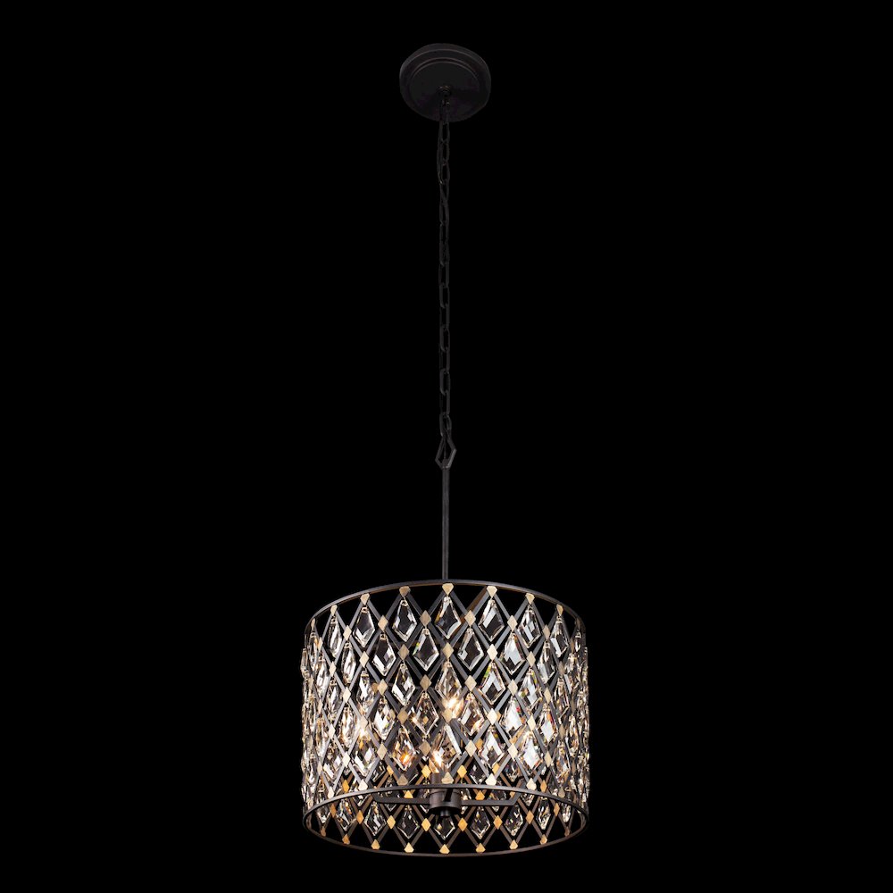 Windsor 4-Lt Crystal Pendant - Carbon/Havana Gold. Picture 3