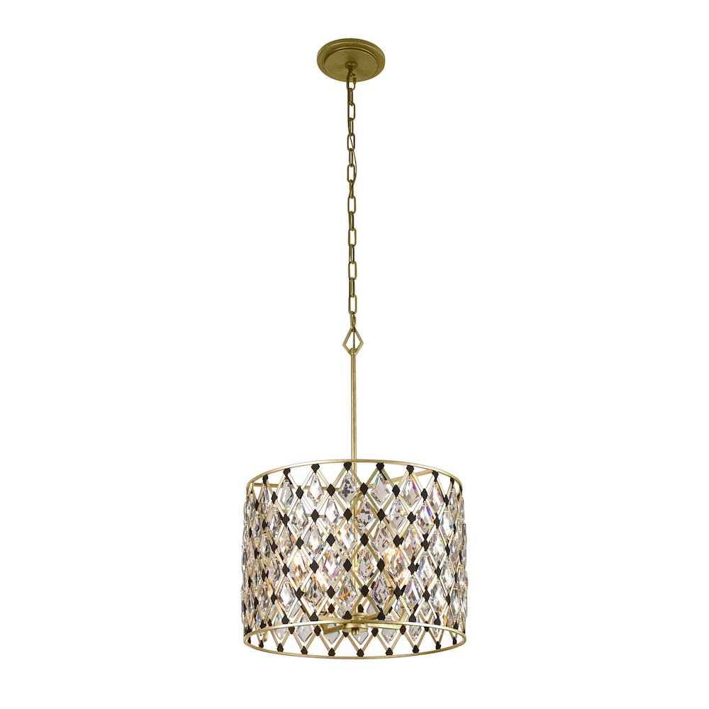 Windsor 4-Lt Crystal Pendant - French Gold/Matte Black. Picture 1