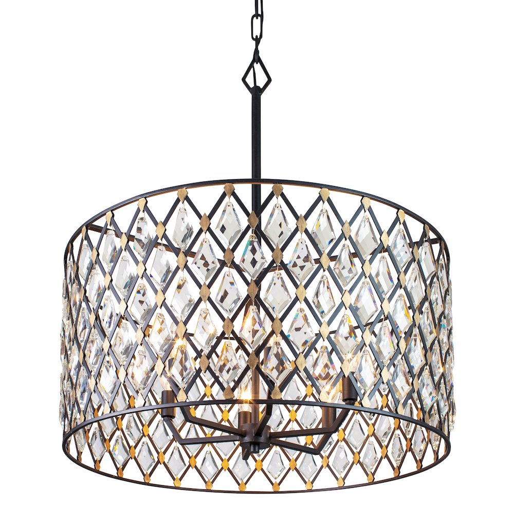 Windsor 6-Lt Crystal Pendant - Carbon/Havana Gold. Picture 1