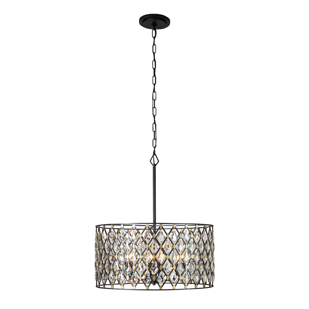 Windsor 6-Lt Crystal Pendant - Carbon/Havana Gold. Picture 2