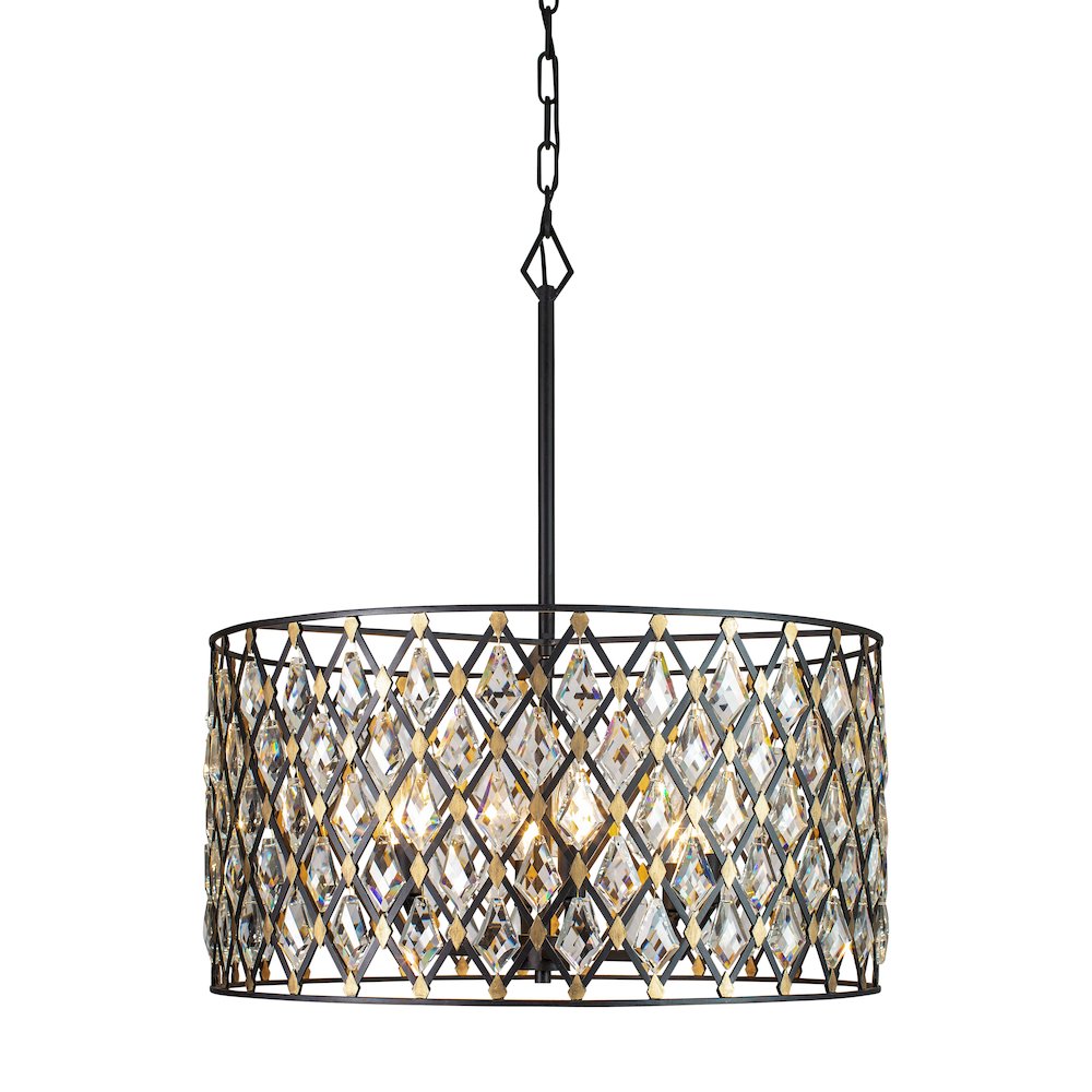 Windsor 6-Lt Crystal Pendant - Carbon/Havana Gold. Picture 3