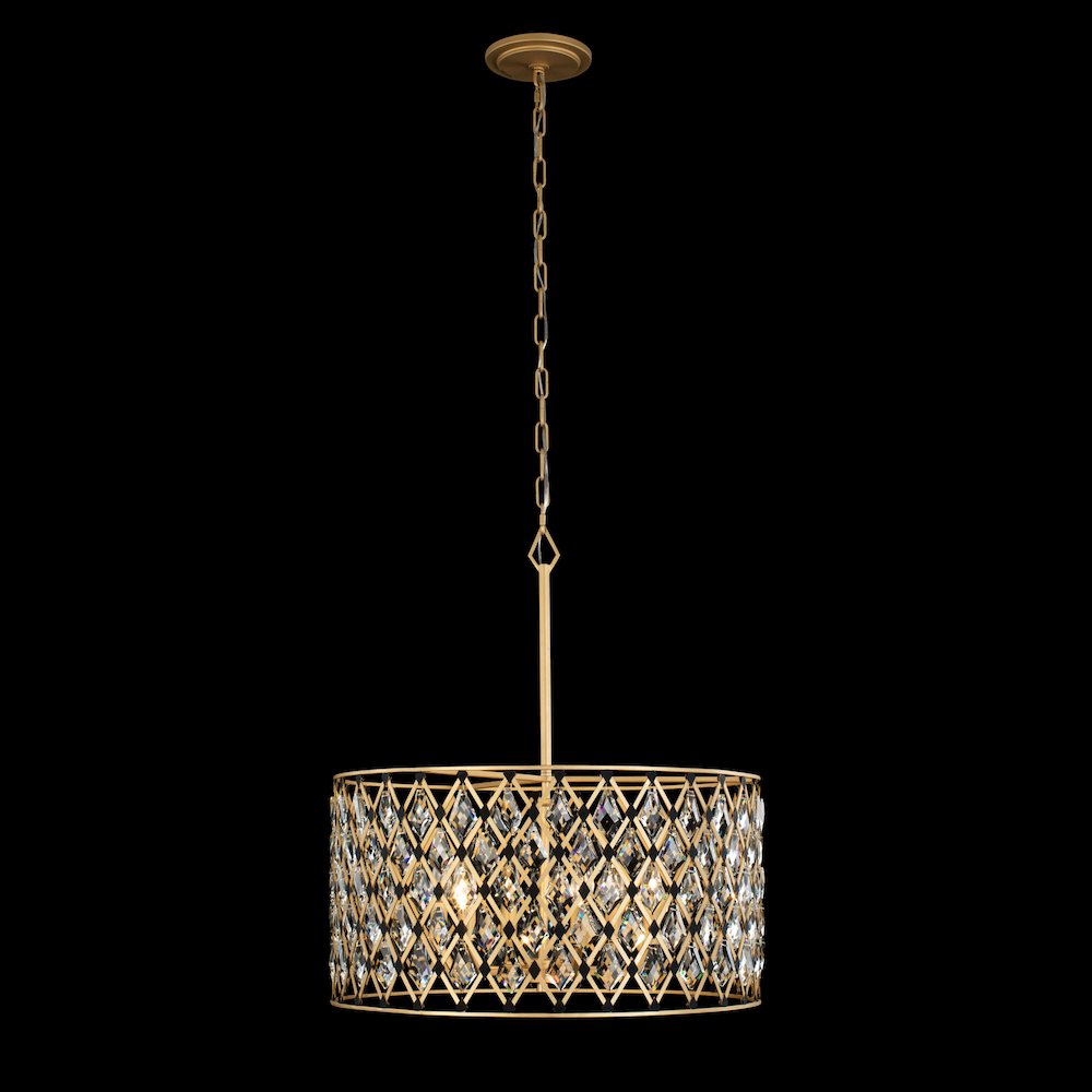 Windsor 6-Lt Crystal Pendant - French Gold/Matte Black. Picture 4