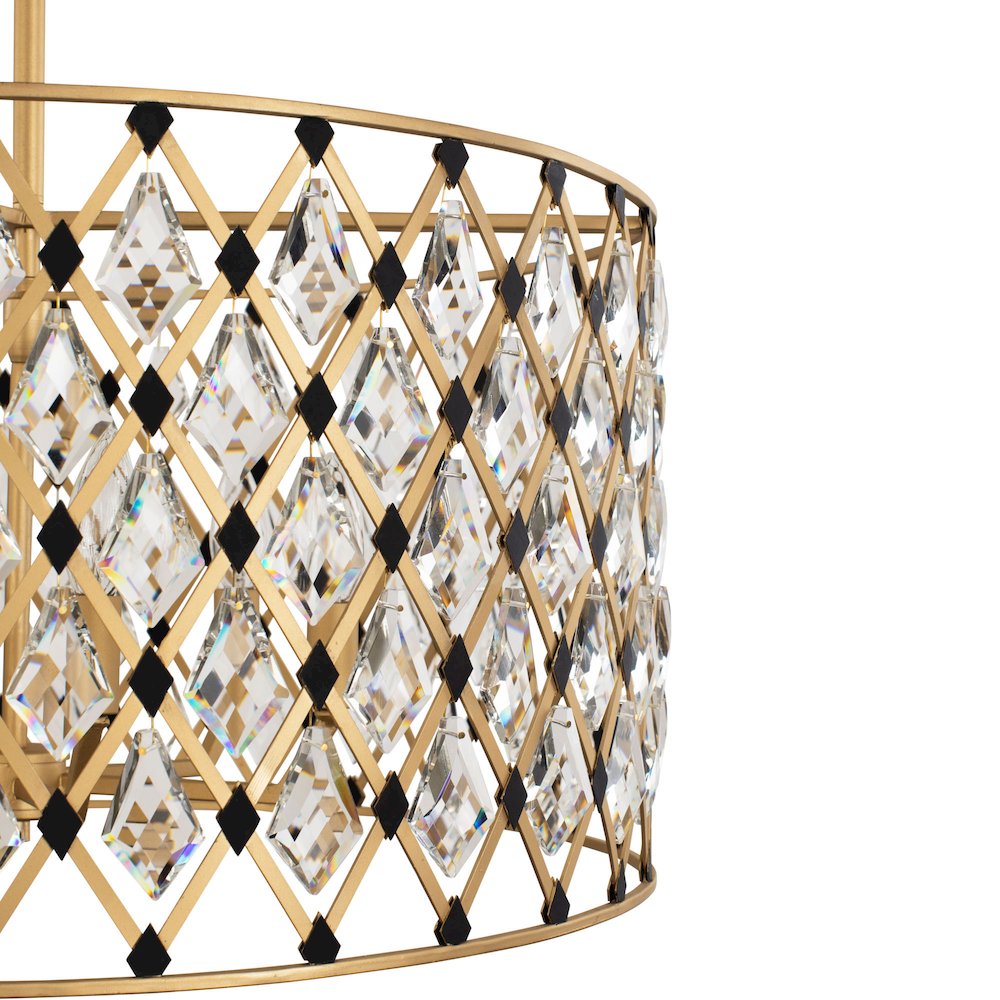 Windsor 6-Lt Crystal Pendant - French Gold/Matte Black. Picture 6