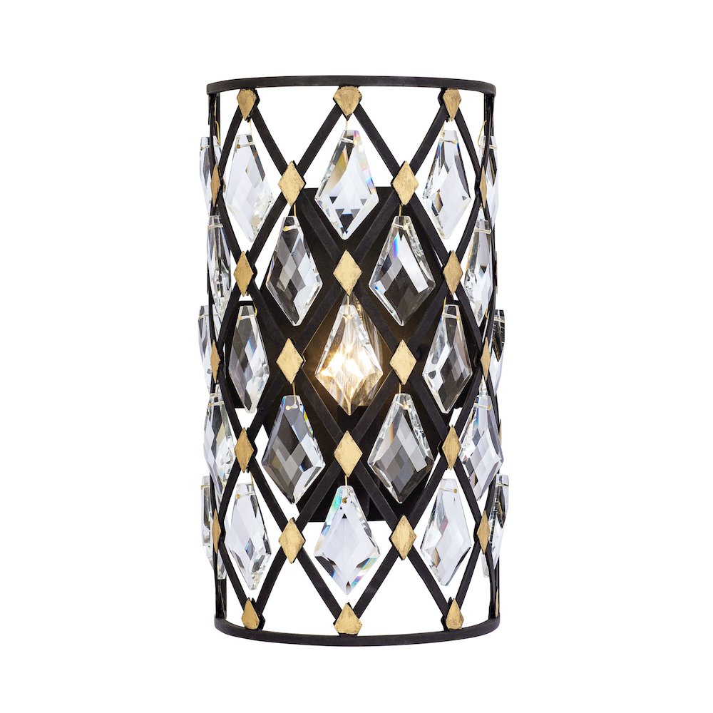 Windsor 1-Lt Crystal Sconce - Carbon/Havana Gold. Picture 1