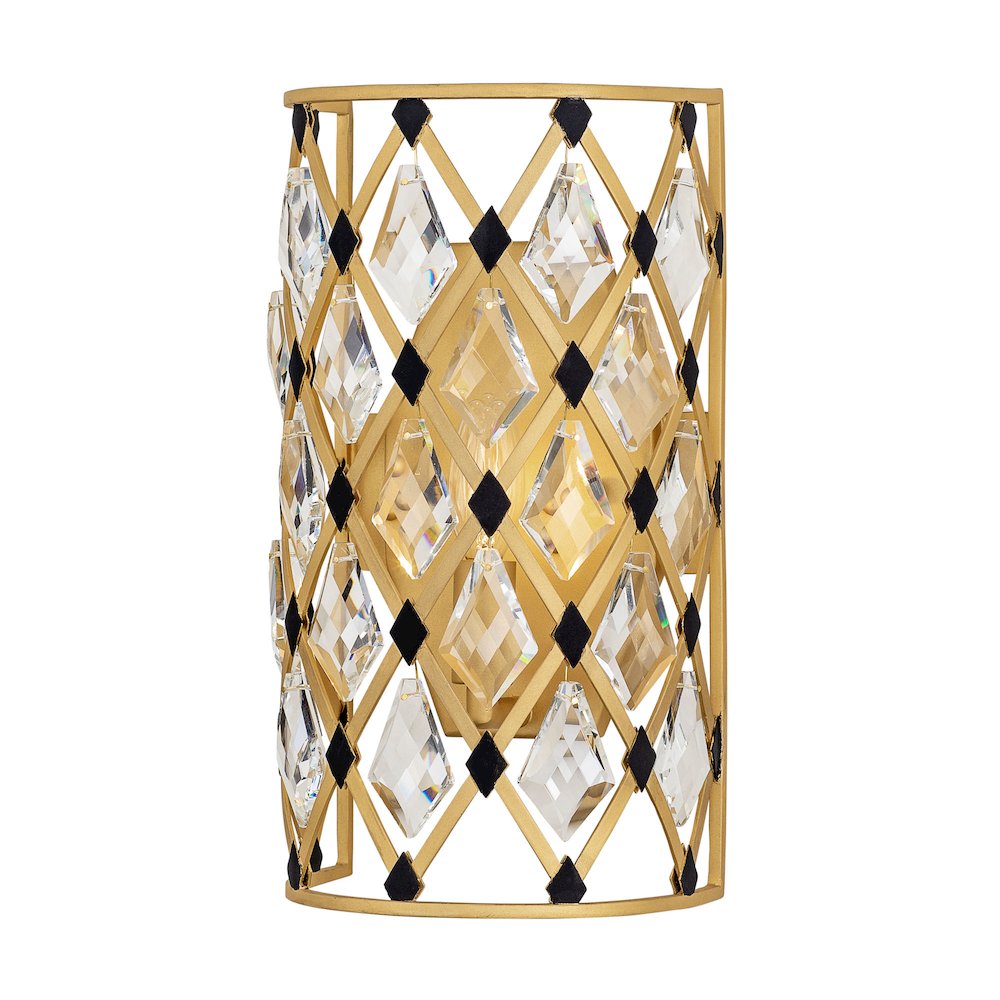 Windsor 1-Lt Crystal Sconce - French Gold/Matte Black. Picture 1
