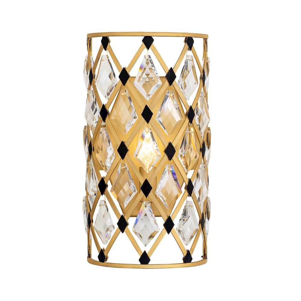 Windsor 1-Lt Crystal Sconce - French Gold/Matte Black. Picture 3