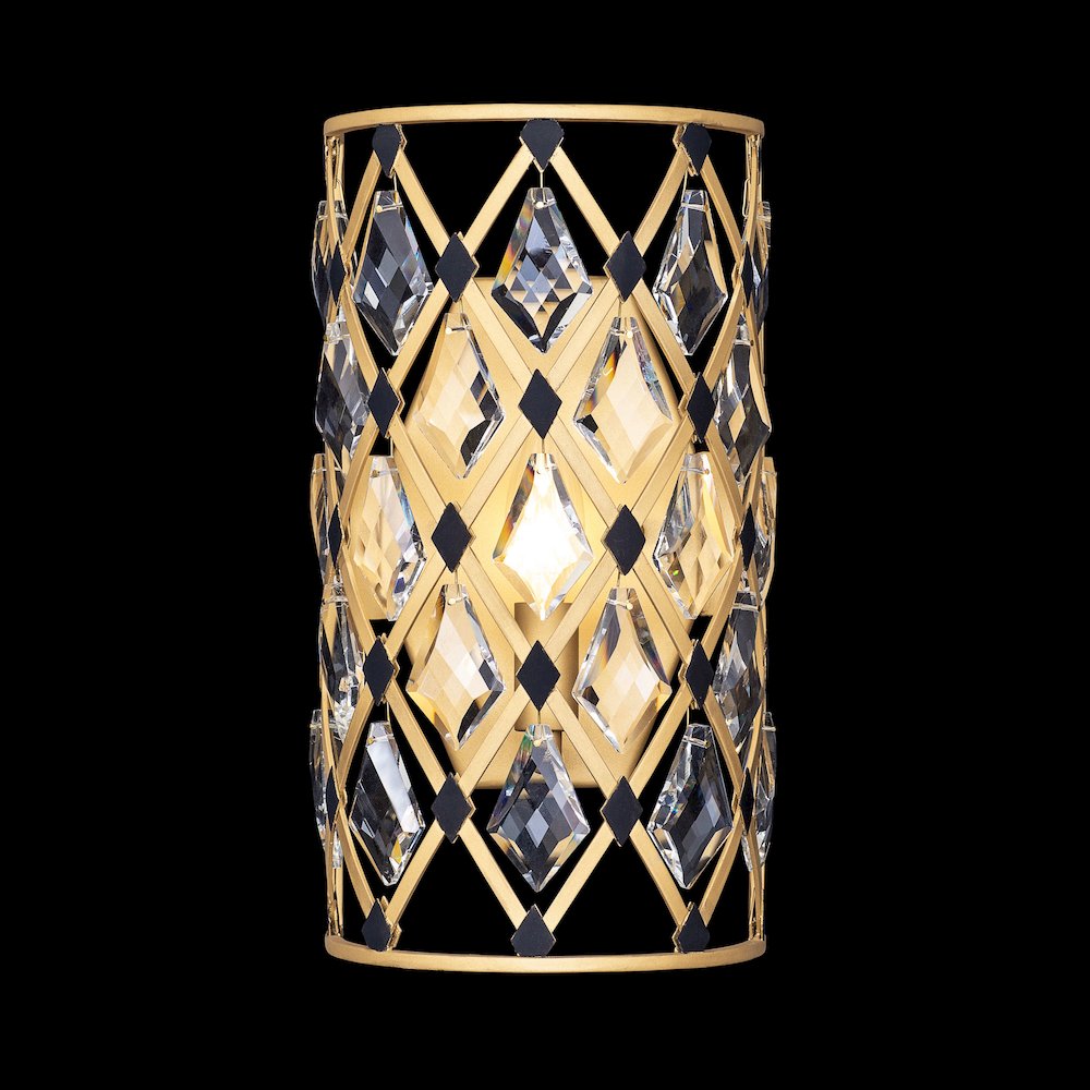 Windsor 1-Lt Crystal Sconce - French Gold/Matte Black. Picture 4