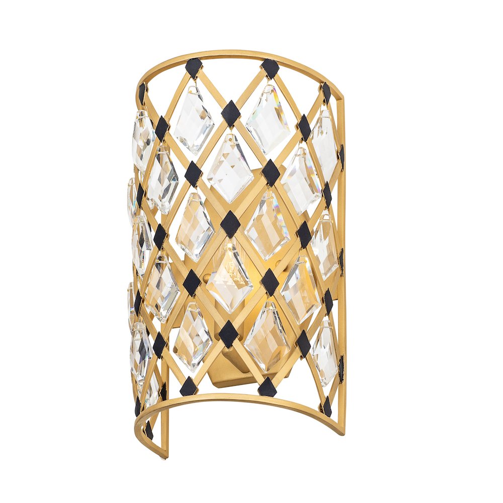 Windsor 1-Lt Crystal Sconce - French Gold/Matte Black. Picture 5