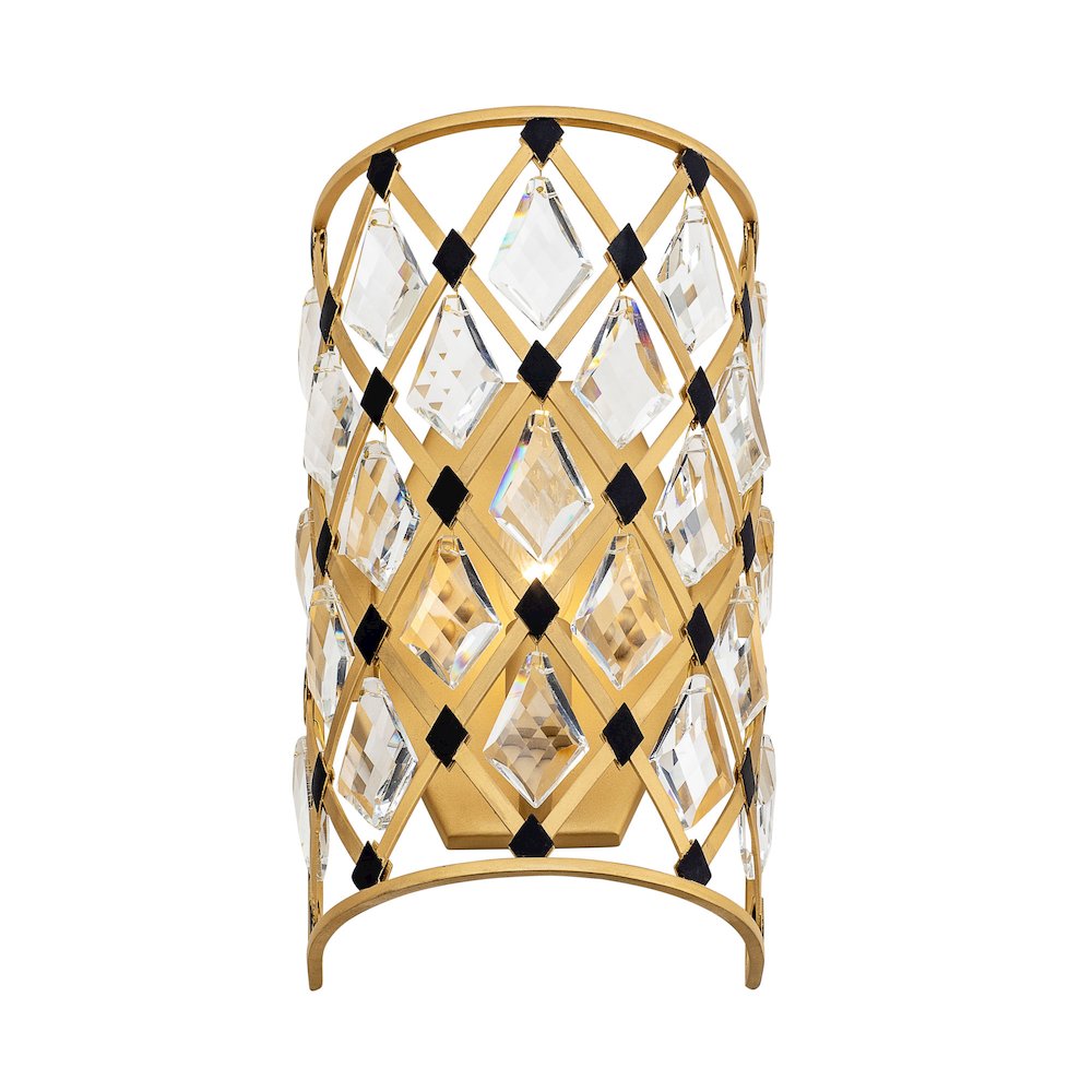 Windsor 1-Lt Crystal Sconce - French Gold/Matte Black. Picture 7