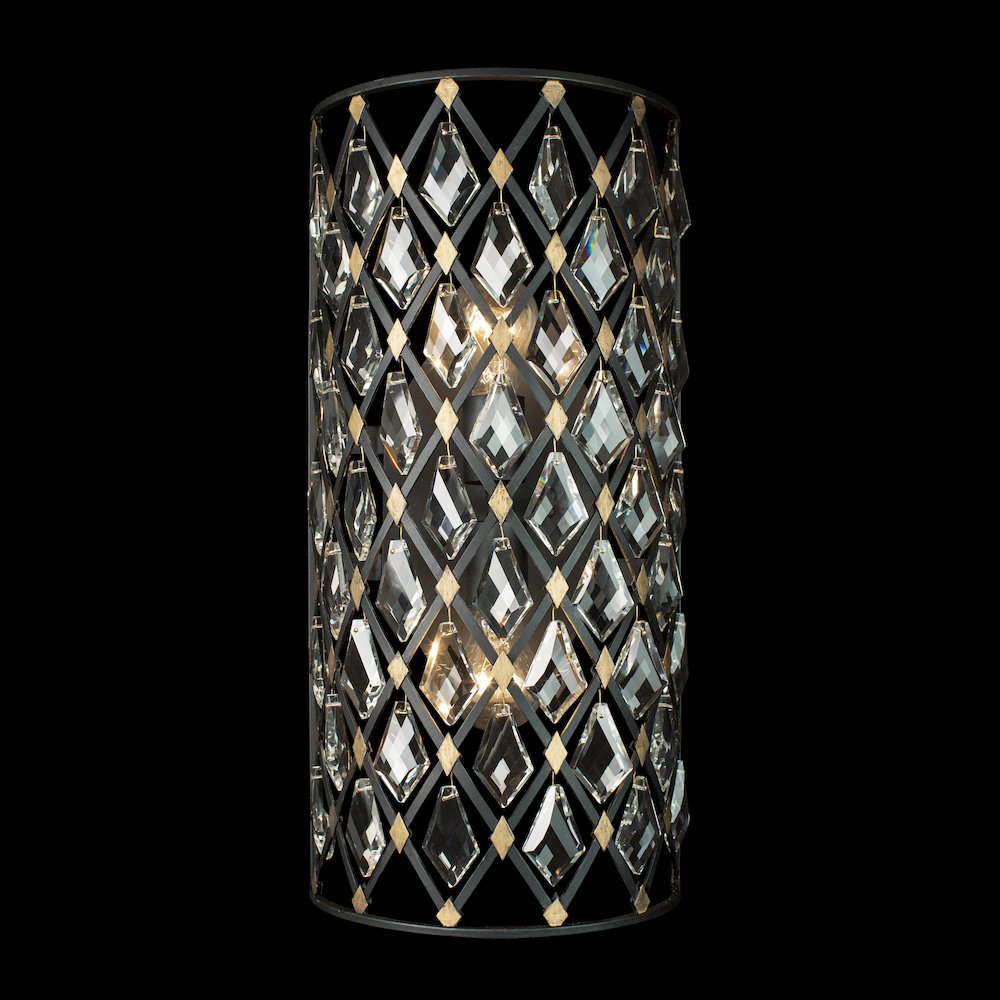 Windsor 2-Lt Crystal Sconce/Bath - Carbon/Havana Gold. Picture 1