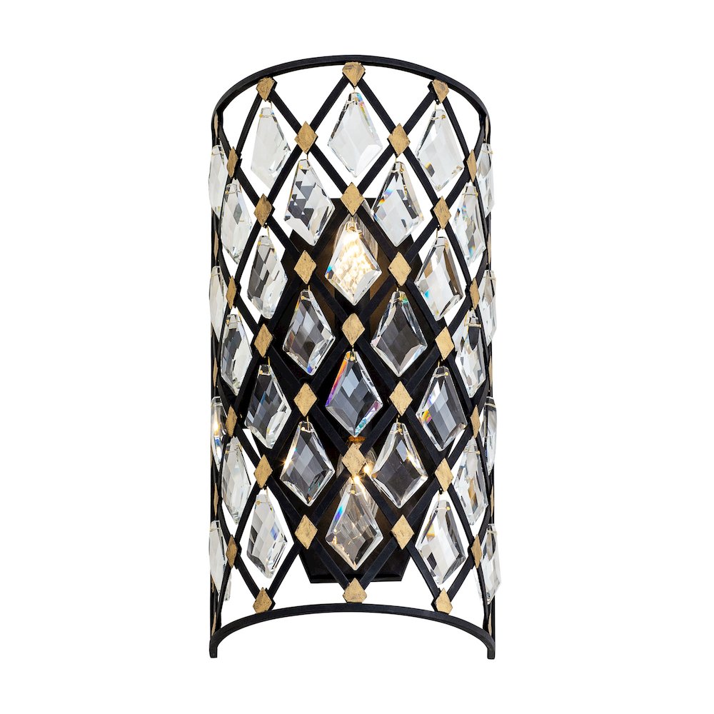 Windsor 2-Lt Crystal Sconce - Carbon/Havana Gold. Picture 7