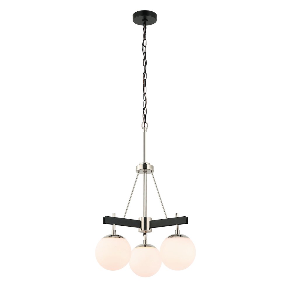 Allie 3-Lt Chandelier - Black/Polished Nickel. Picture 1