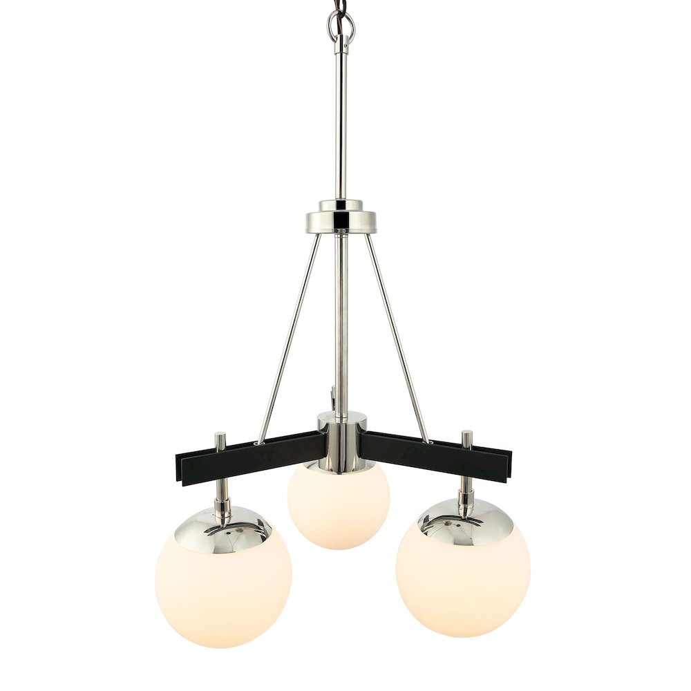 Allie 3-Lt Chandelier - Black/Polished Nickel. Picture 2