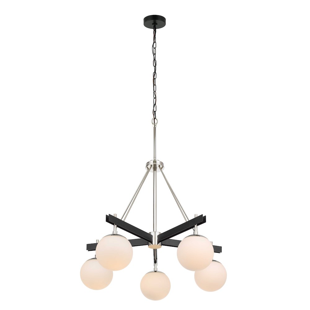 Allie 5-Lt Chandelier - Black/Polished Nickel. Picture 3