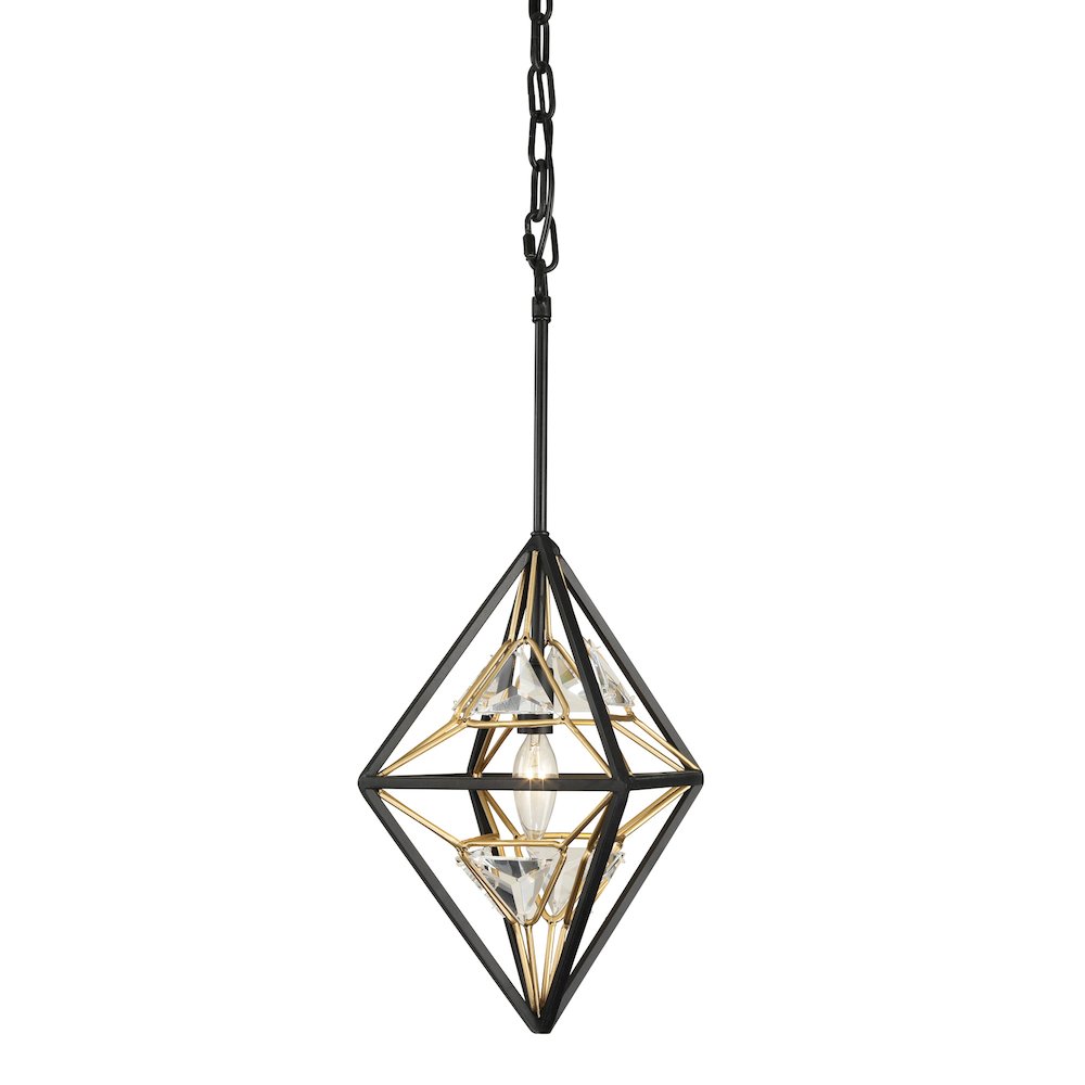 Marcia 1-Lt Mini Pendant - Matte Black/French Gold. Picture 1
