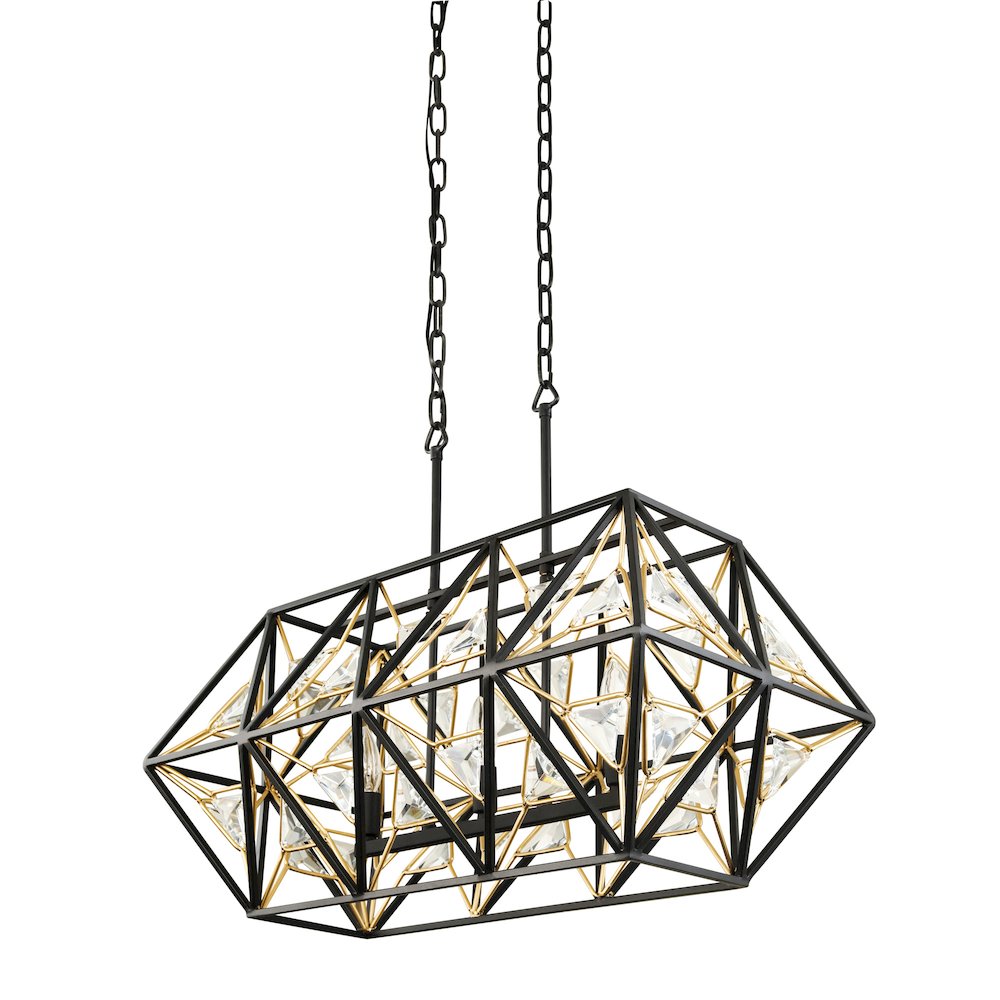 Marcia 3-Lt Linear Pendant - Matte Black/French Gold. Picture 2
