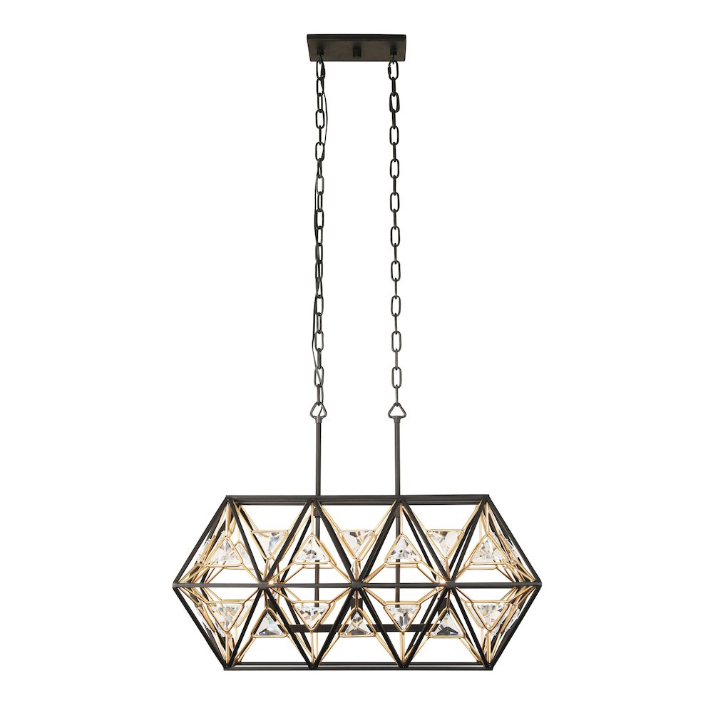 Marcia 3-Lt Linear Pendant - Matte Black/French Gold. Picture 3