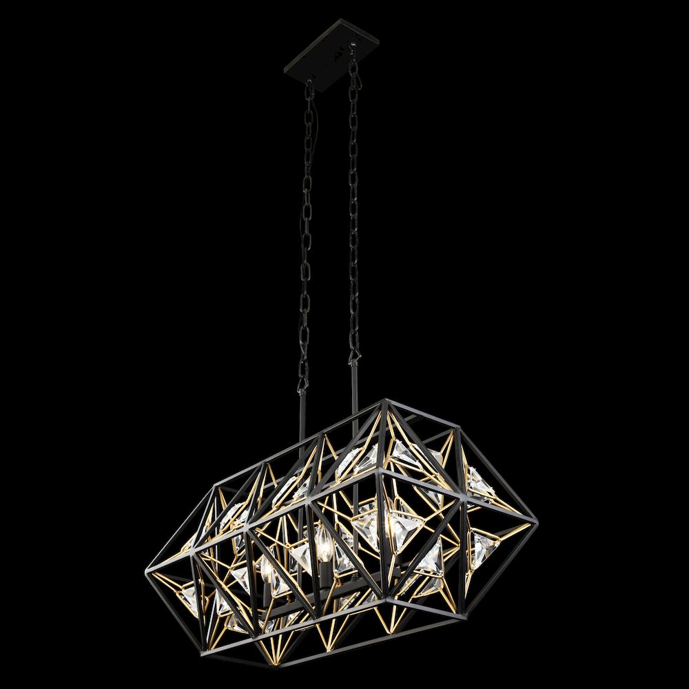 Marcia 3-Lt Linear Pendant - Matte Black/French Gold. Picture 4