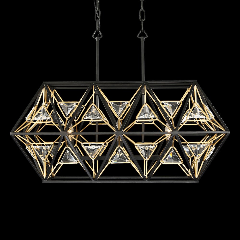 Marcia 3-Lt Linear Pendant - Matte Black/French Gold. Picture 5