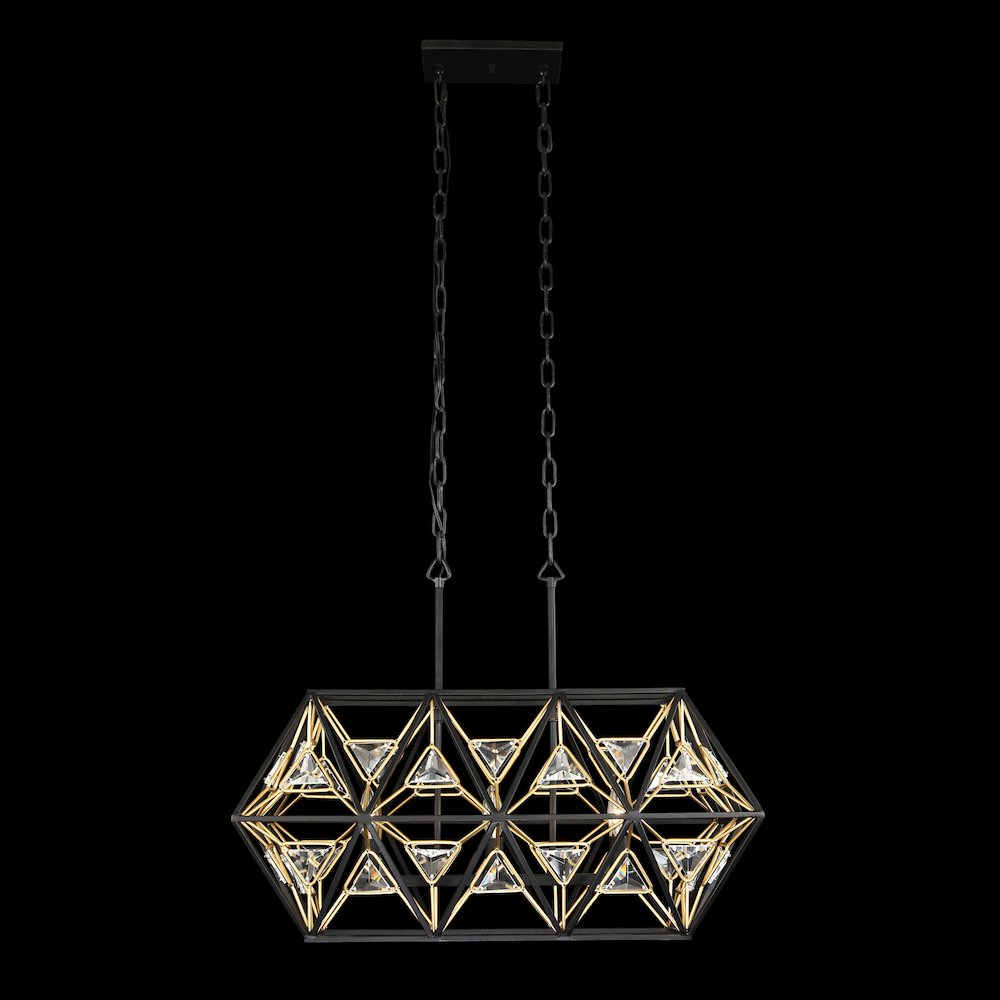 Marcia 3-Lt Linear Pendant - Matte Black/French Gold. Picture 6
