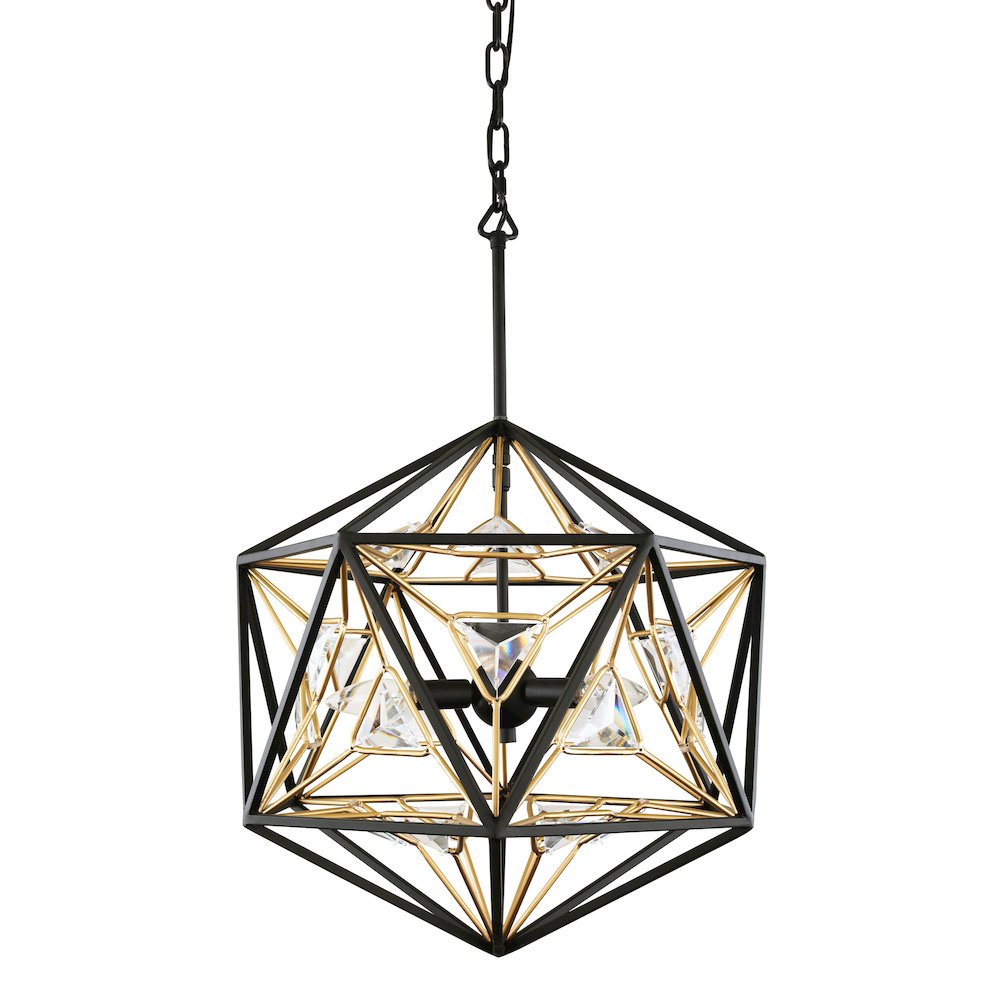 Marcia 3-Lt Orb Pendant - Matte Black/French Gold. Picture 1