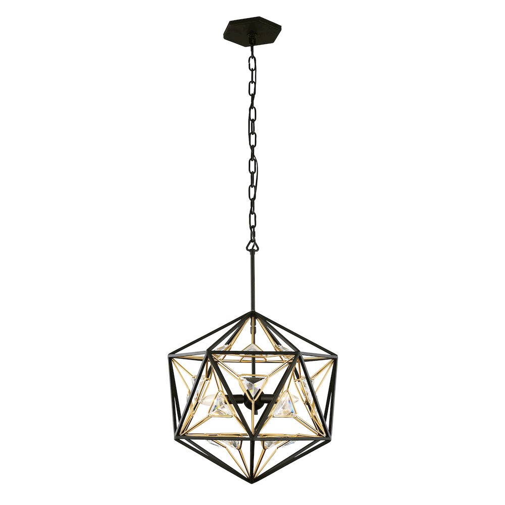 Marcia 3-Lt Orb Pendant - Matte Black/French Gold. Picture 2
