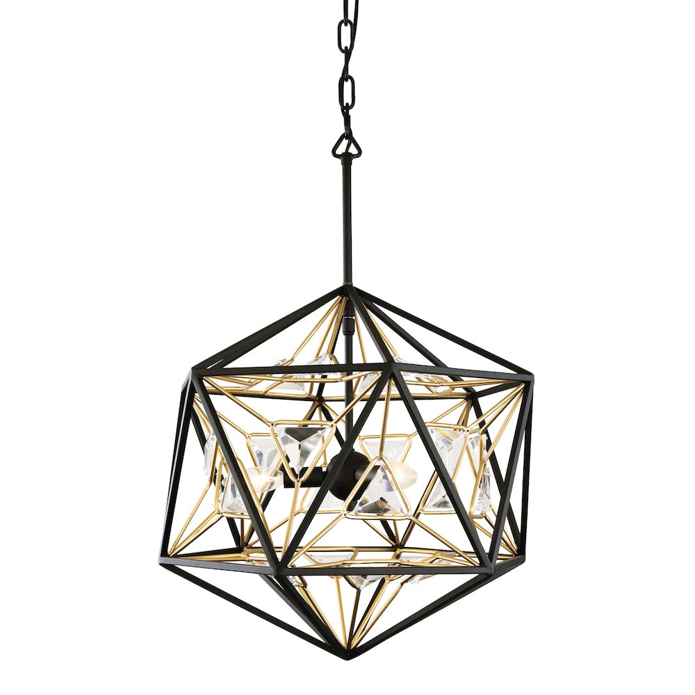 Marcia 3-Lt Orb Pendant - Matte Black/French Gold. Picture 3