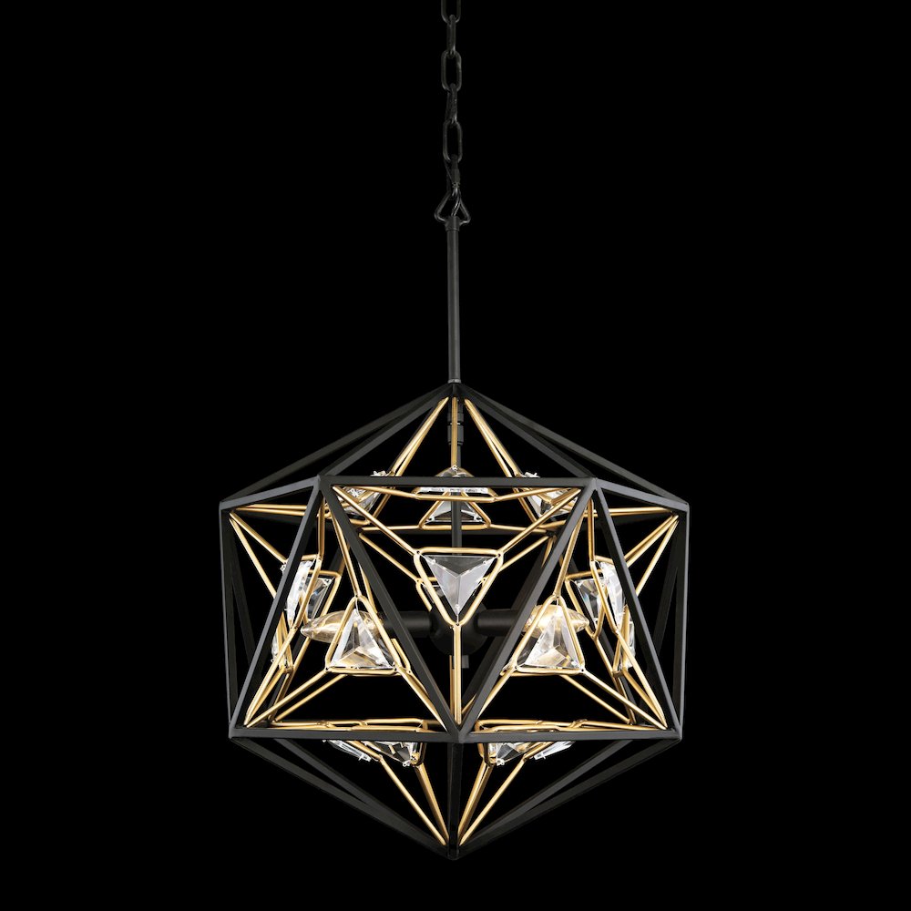 Marcia 3-Lt Orb Pendant - Matte Black/French Gold. Picture 4