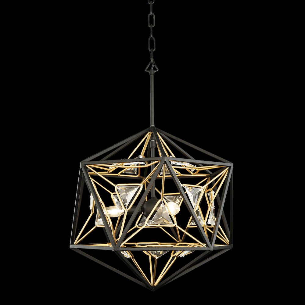 Marcia 3-Lt Orb Pendant - Matte Black/French Gold. Picture 5