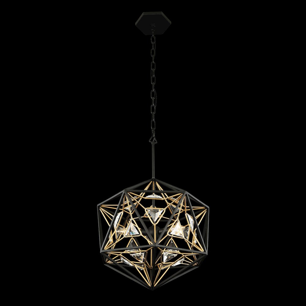 Marcia 3-Lt Orb Pendant - Matte Black/French Gold. Picture 6