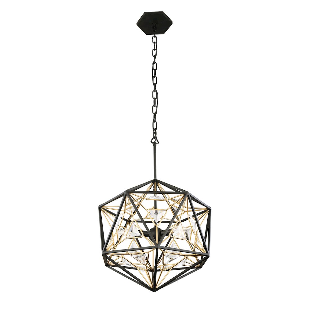 Marcia 3-Lt Orb Pendant - Matte Black/French Gold. Picture 7