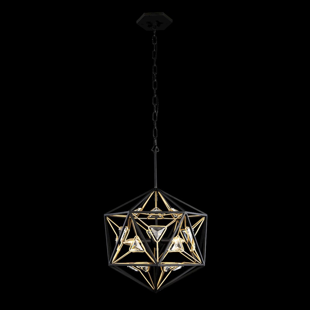 Marcia 3-Lt Orb Pendant - Matte Black/French Gold. Picture 8