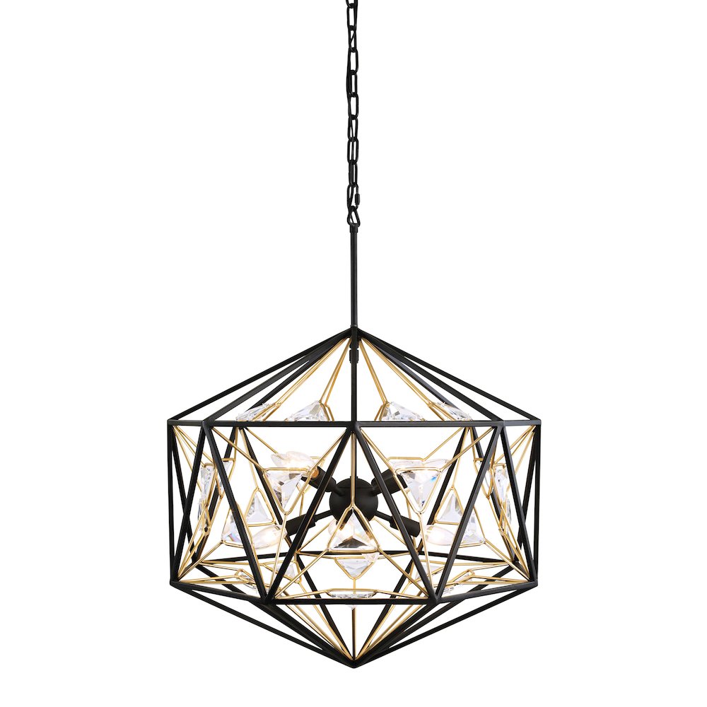Marcia 8-Lt Orb Pendant - Matte Black/French Gold. Picture 1