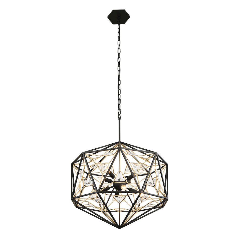 Marcia 8-Lt Orb Pendant - Matte Black/French Gold. Picture 2