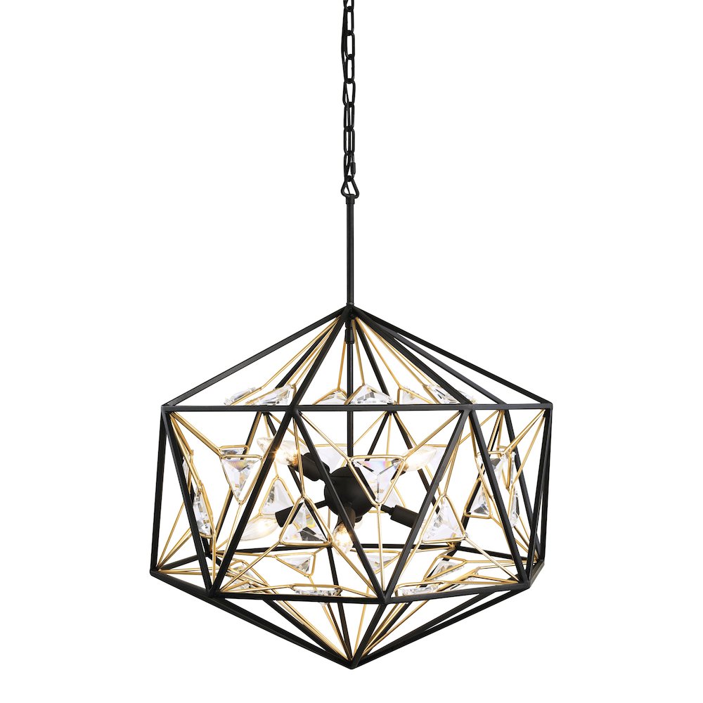 Marcia 8-Lt Orb Pendant - Matte Black/French Gold. Picture 3